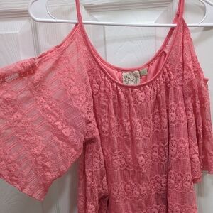 Pink Lace Off-Shoulder Top
